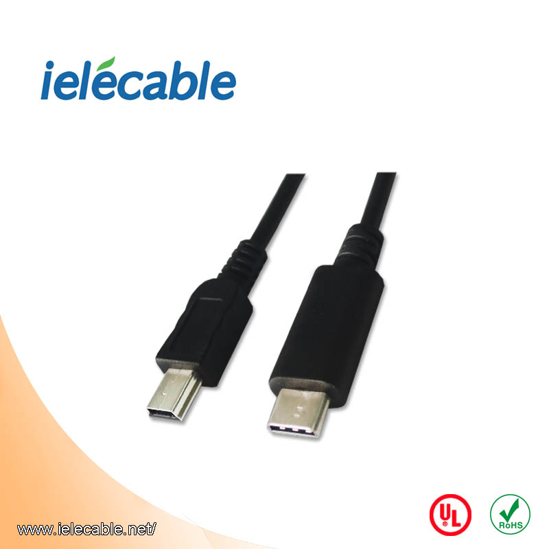 USB 3.1 type C to USB 2.0 mini 5 pin male to male cable 