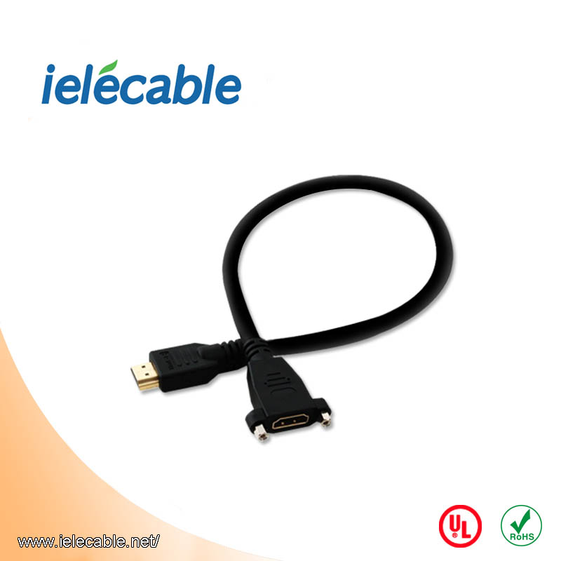 HDMI Male to Female Cable with Panel Mount 
