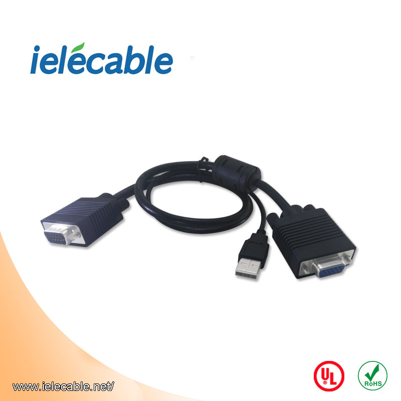 VGA Male to Female Cable With USB For Charge 