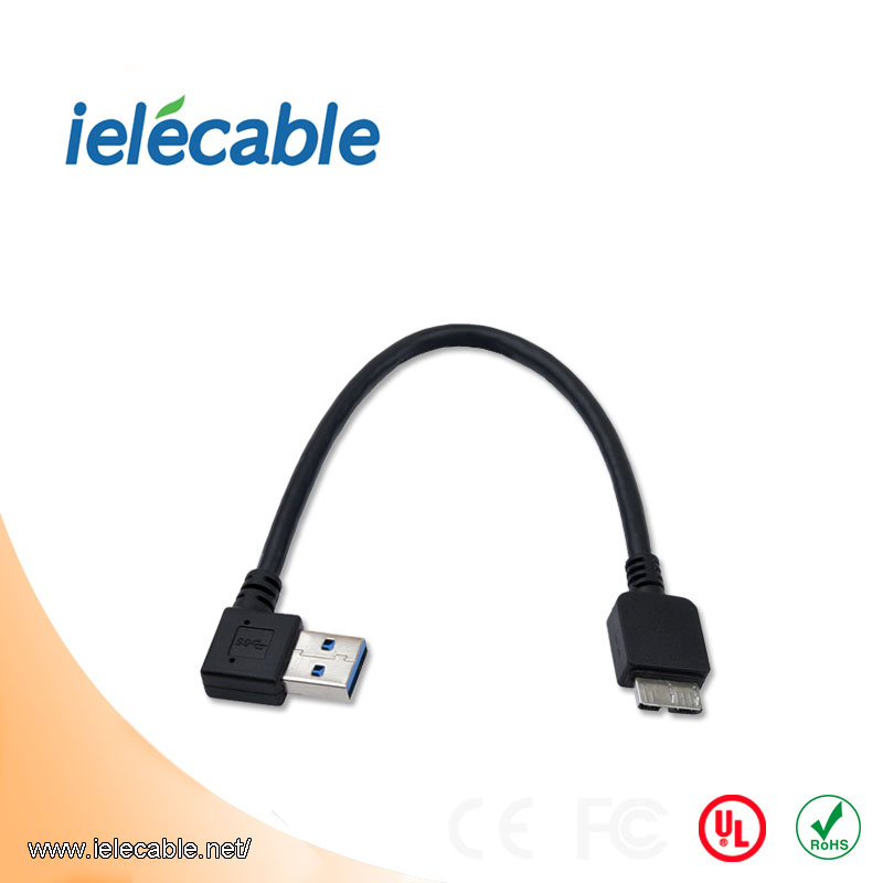 USB 3.0 90 Left Angle A Male to Micro B Male Cable
