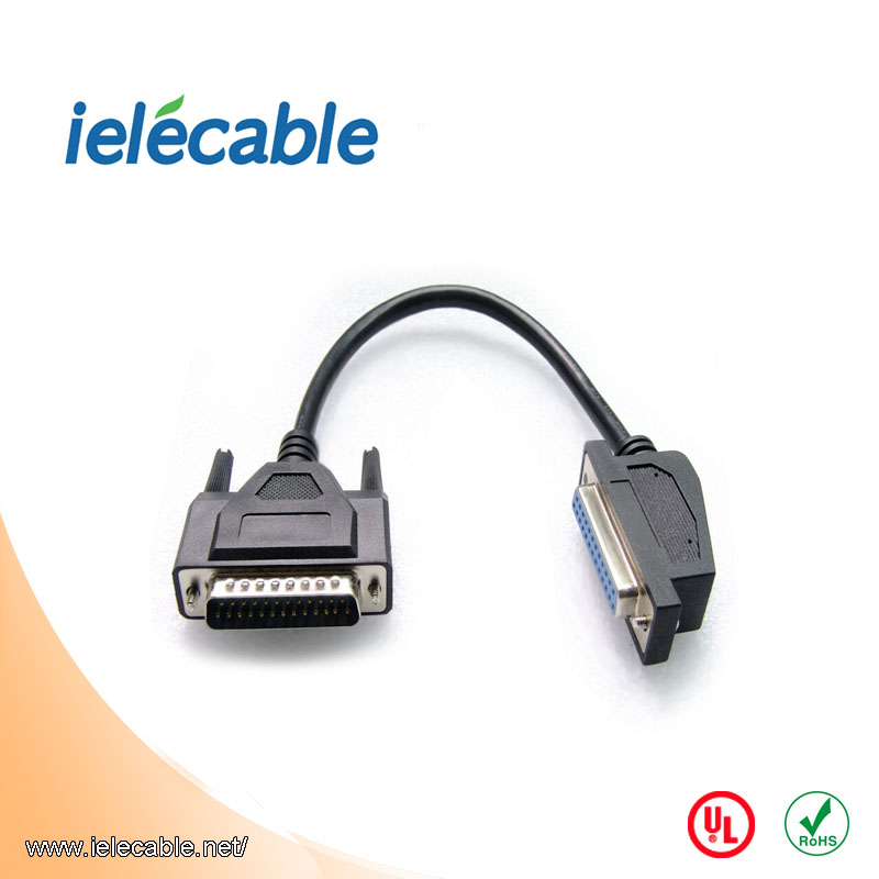 90 degree angle DB 25 male to female cable